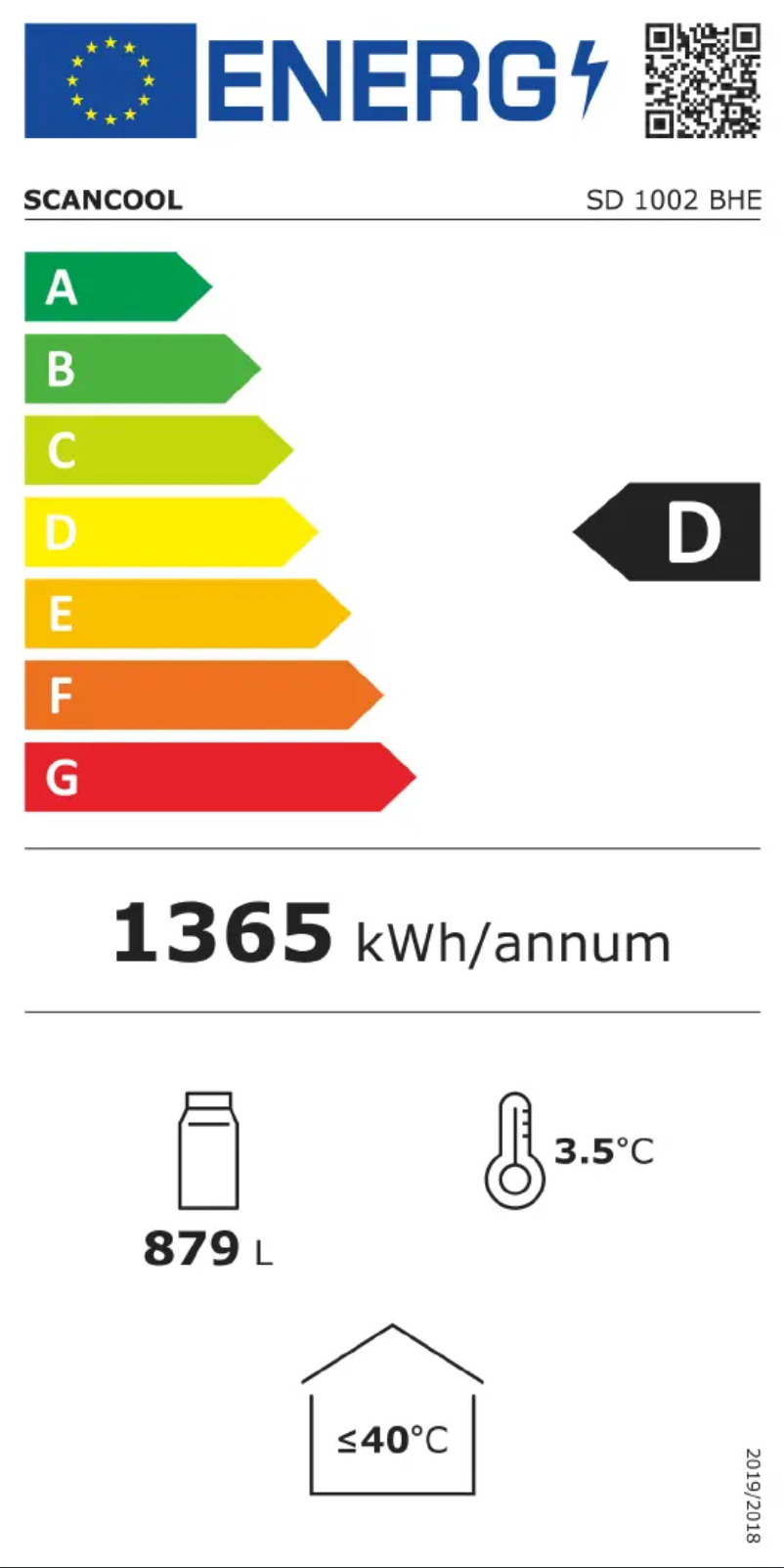 Page 1 de la notice Label énergétique Scancool SD 1002 BHE