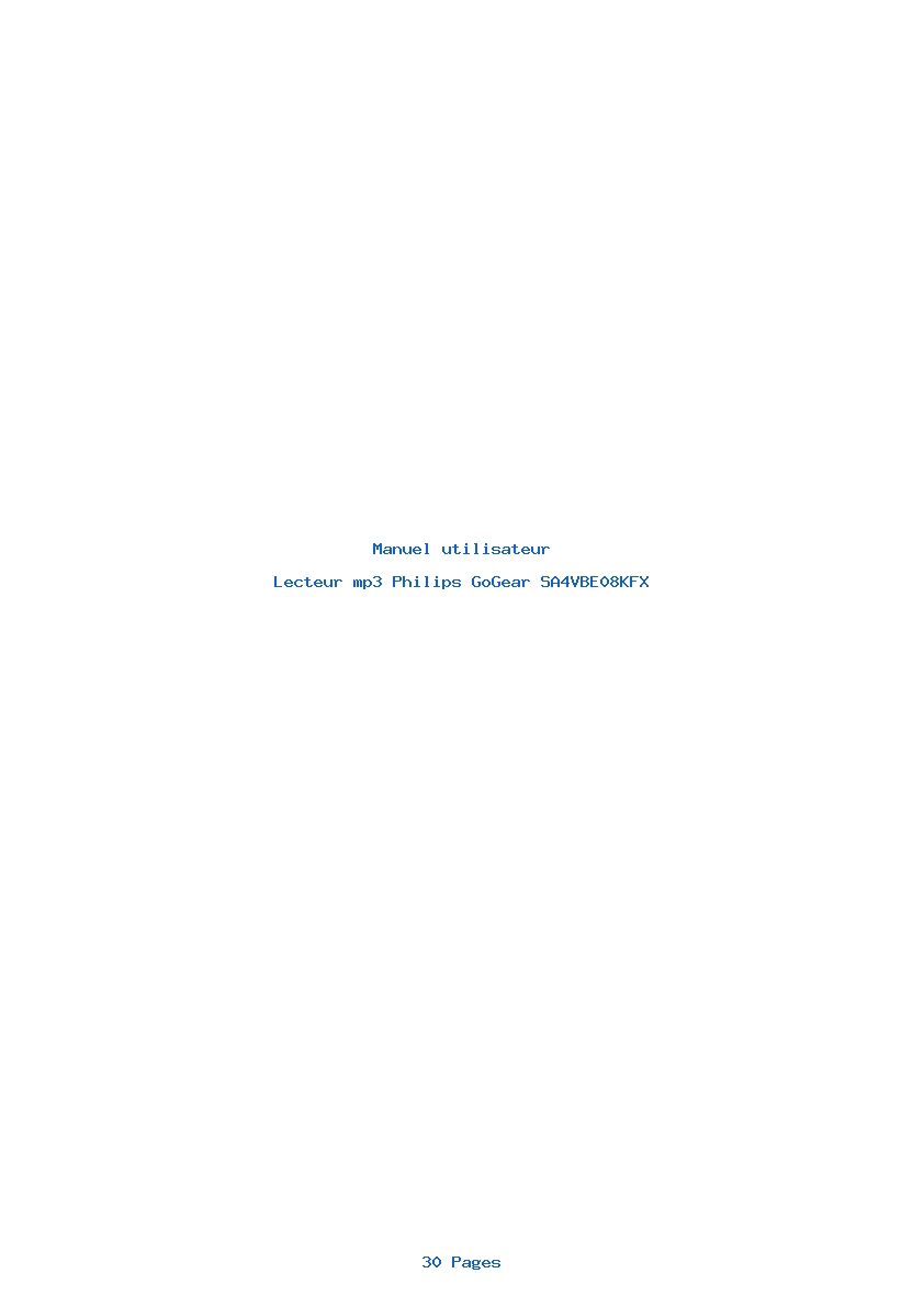 Page 1 de la notice Manuel utilisateur Philips GoGear SA4VBE08KFX