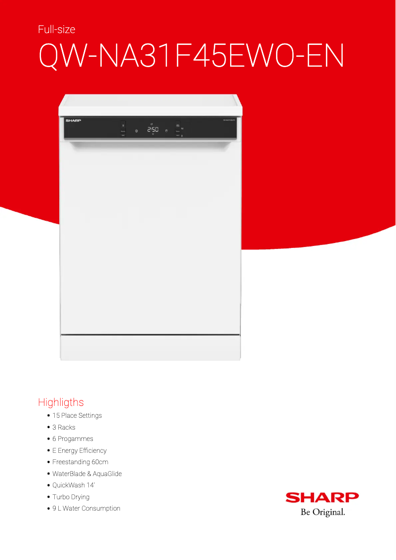 Page 1 de la notice Fiche technique Sharp QW-NA31F45EWO-EN