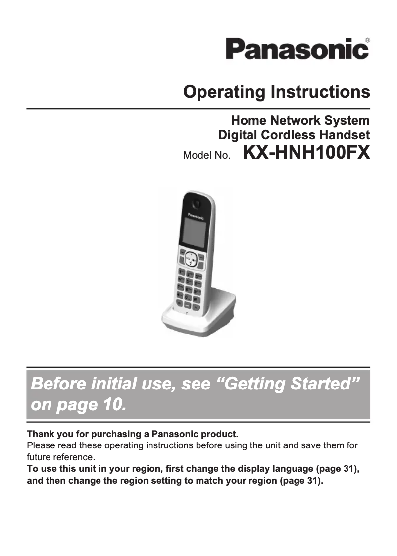 Page 1 de la notice Manuel utilisateur Panasonic KX-HNH100FX