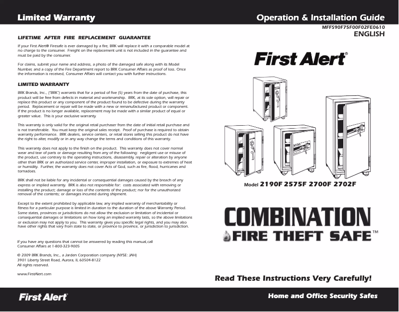 Page 1 de la notice Manuel utilisateur First Alert 2190F