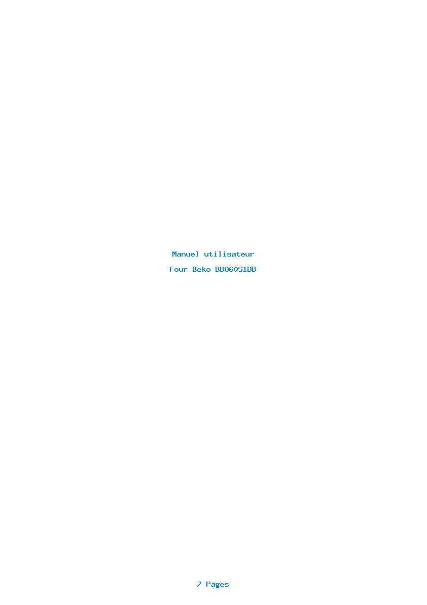 Page 1 de la notice Manuel utilisateur Beko BBO60S1DB