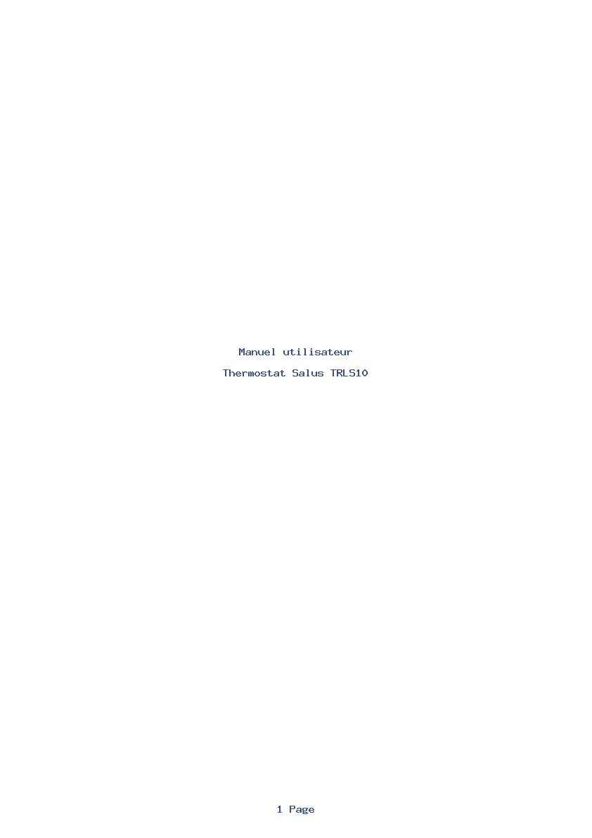 Page 1 de la notice Manuel utilisateur Salus TRLS10