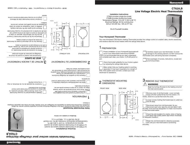 Page 1 de la notice Manuel utilisateur Honeywell CT62B1015/U