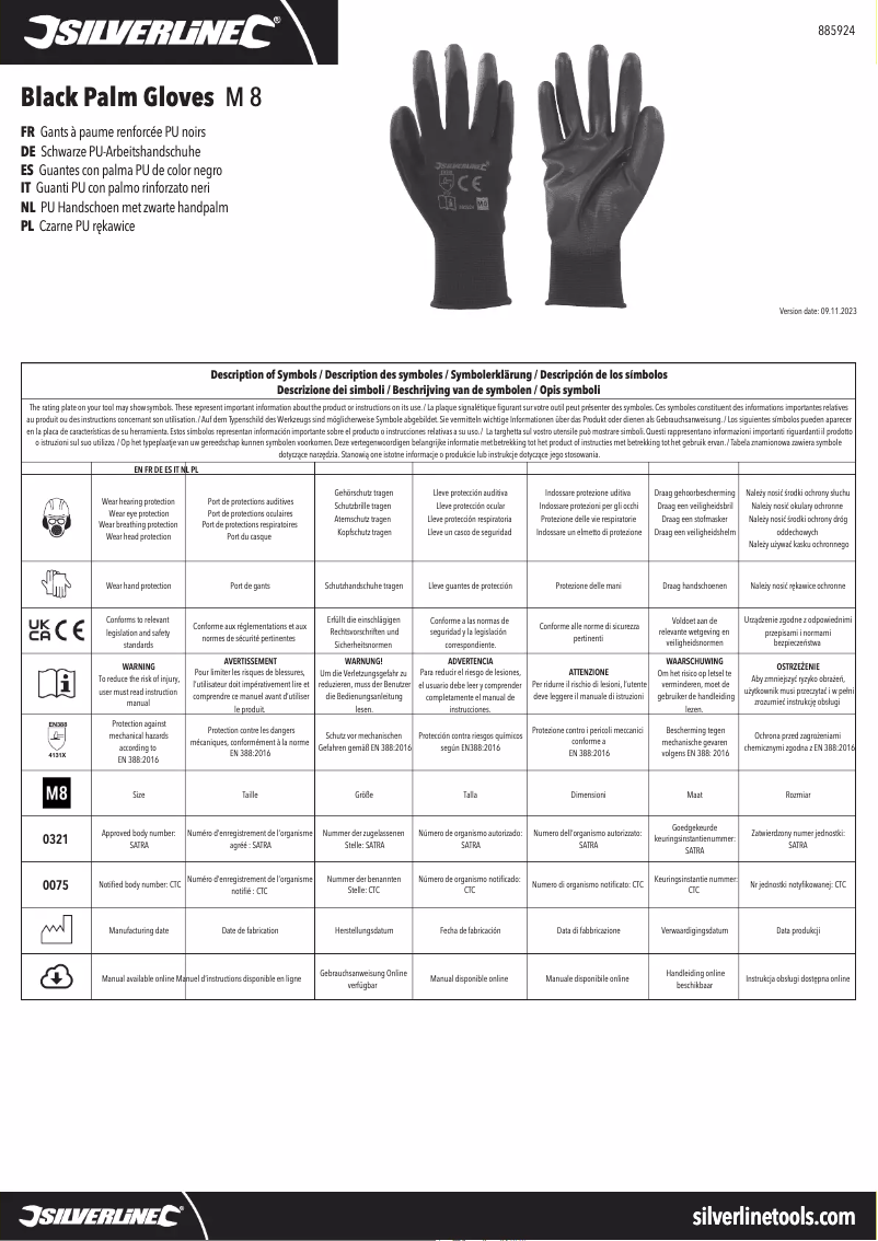 Page 1 de la notice Manuel utilisateur Silverline 885924