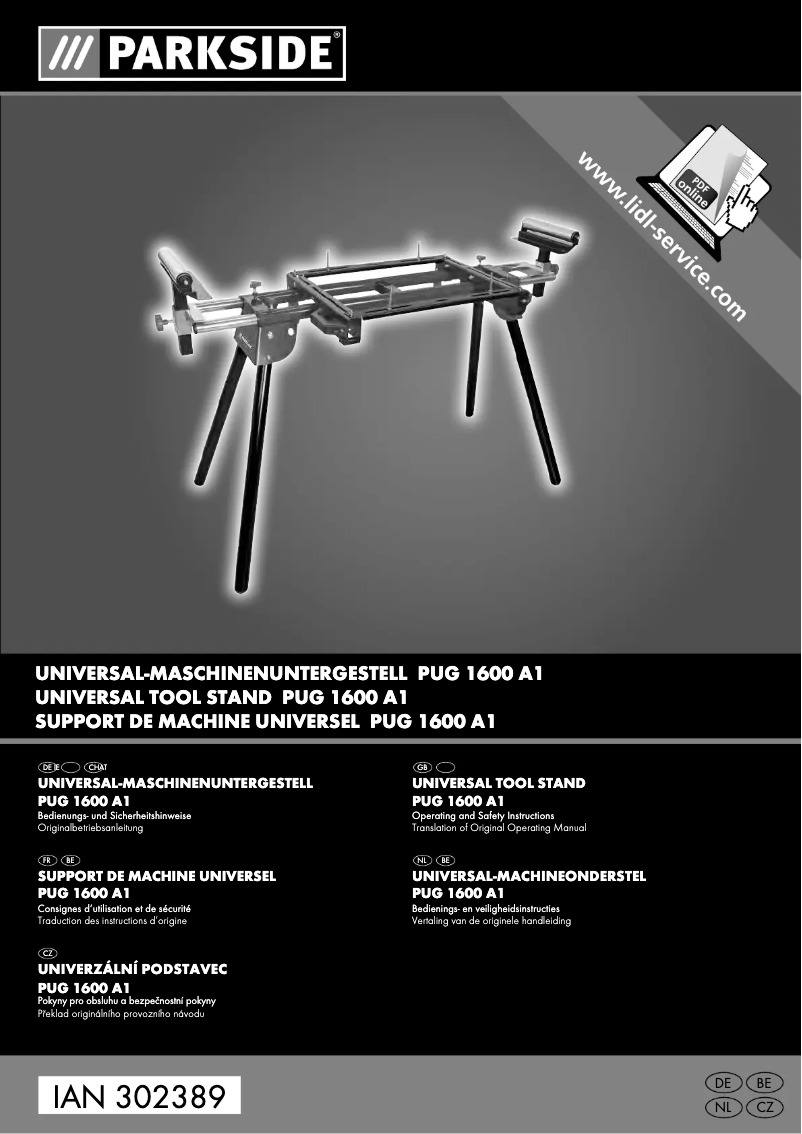 Page 1 de la notice Manuel utilisateur Parkside PUG 1600 A1