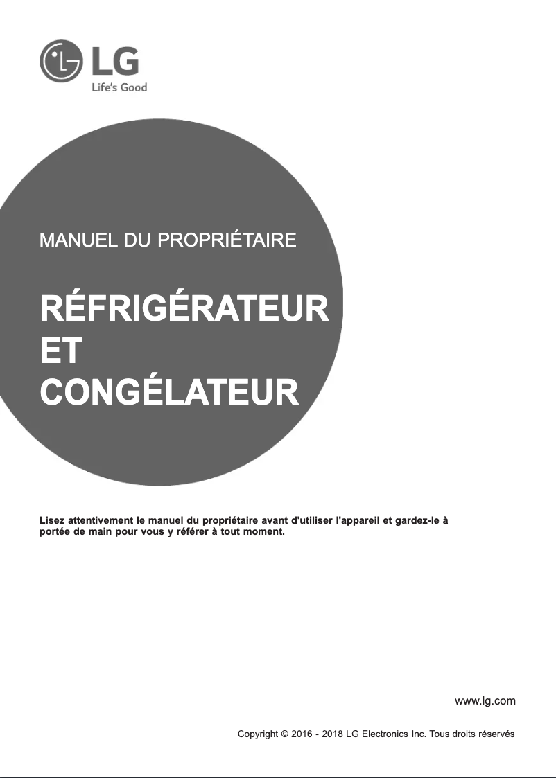 Page 1 de la notice Manuel utilisateur LG GBF6226BPS