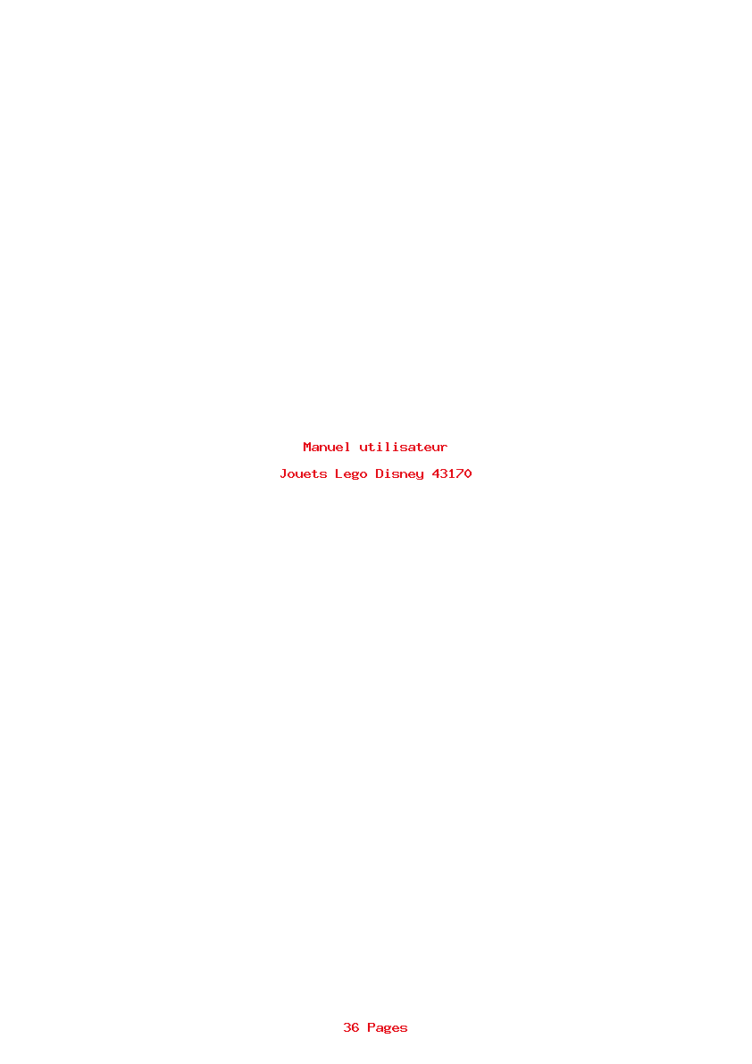 Page 1 de la notice Manuel utilisateur Lego Disney 43170