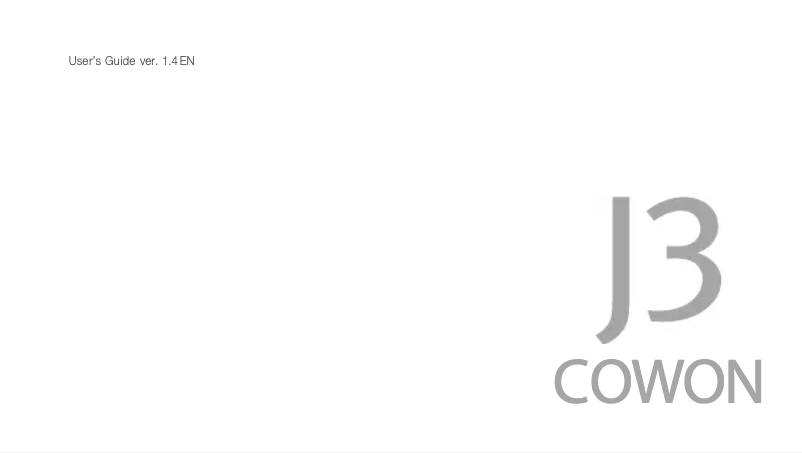 Page 1 of the manual User Manual Cowon J3