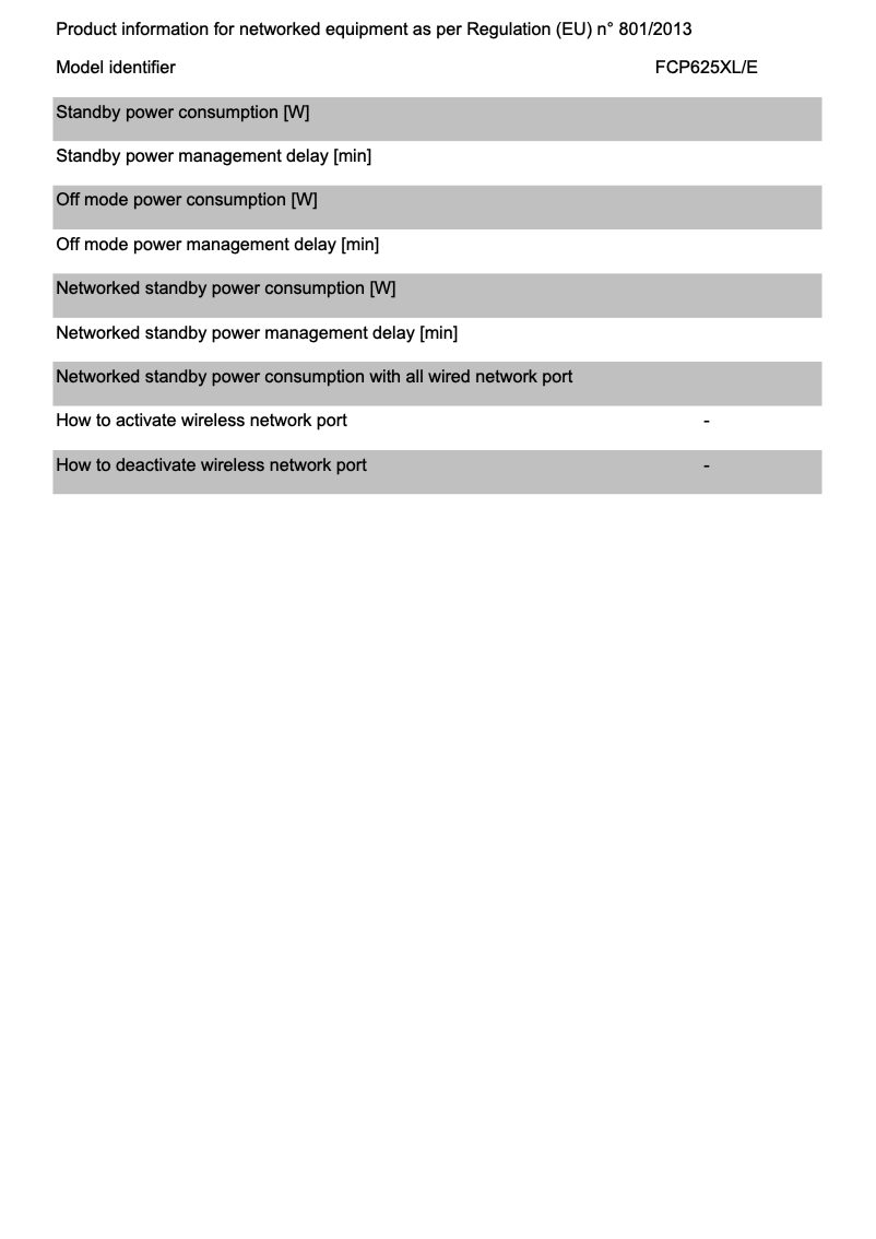 Página 1 del manual Ficha técnica Candy FCP625XL/E