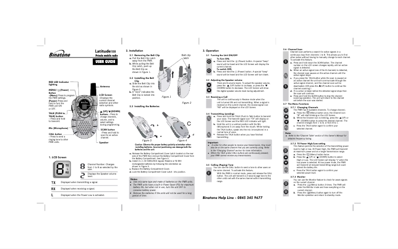Page 1 of the manual User Manual Binatone Latitude 100