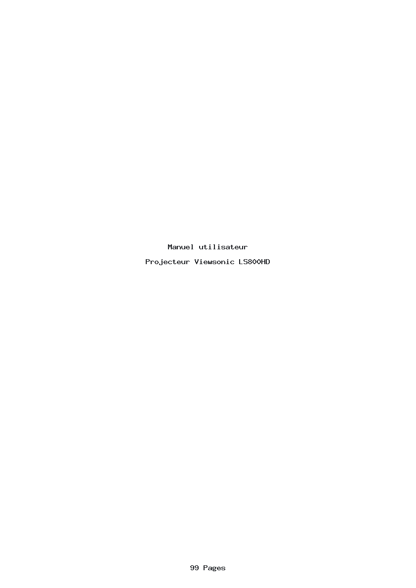 Page 1 de la notice Manuel utilisateur Viewsonic LS800HD