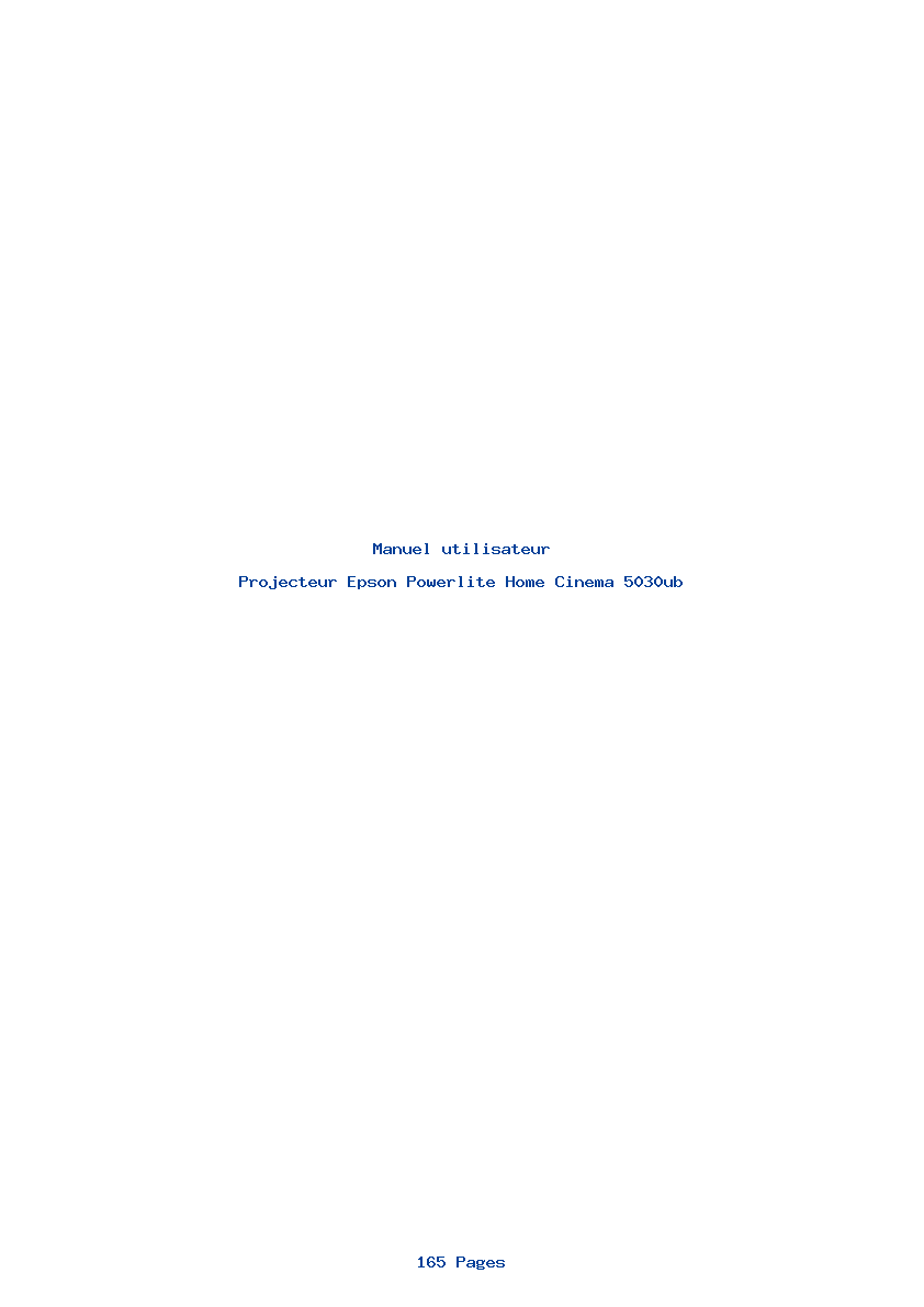 Page 1 de la notice Manuel utilisateur Epson Powerlite Home Cinema 5030ub
