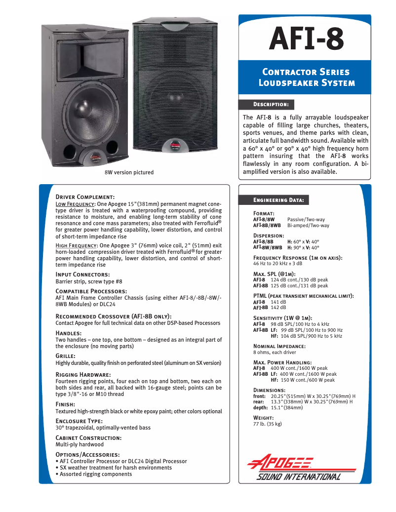 Page 1 de la notice Manuel utilisateur Bogen AFI-8