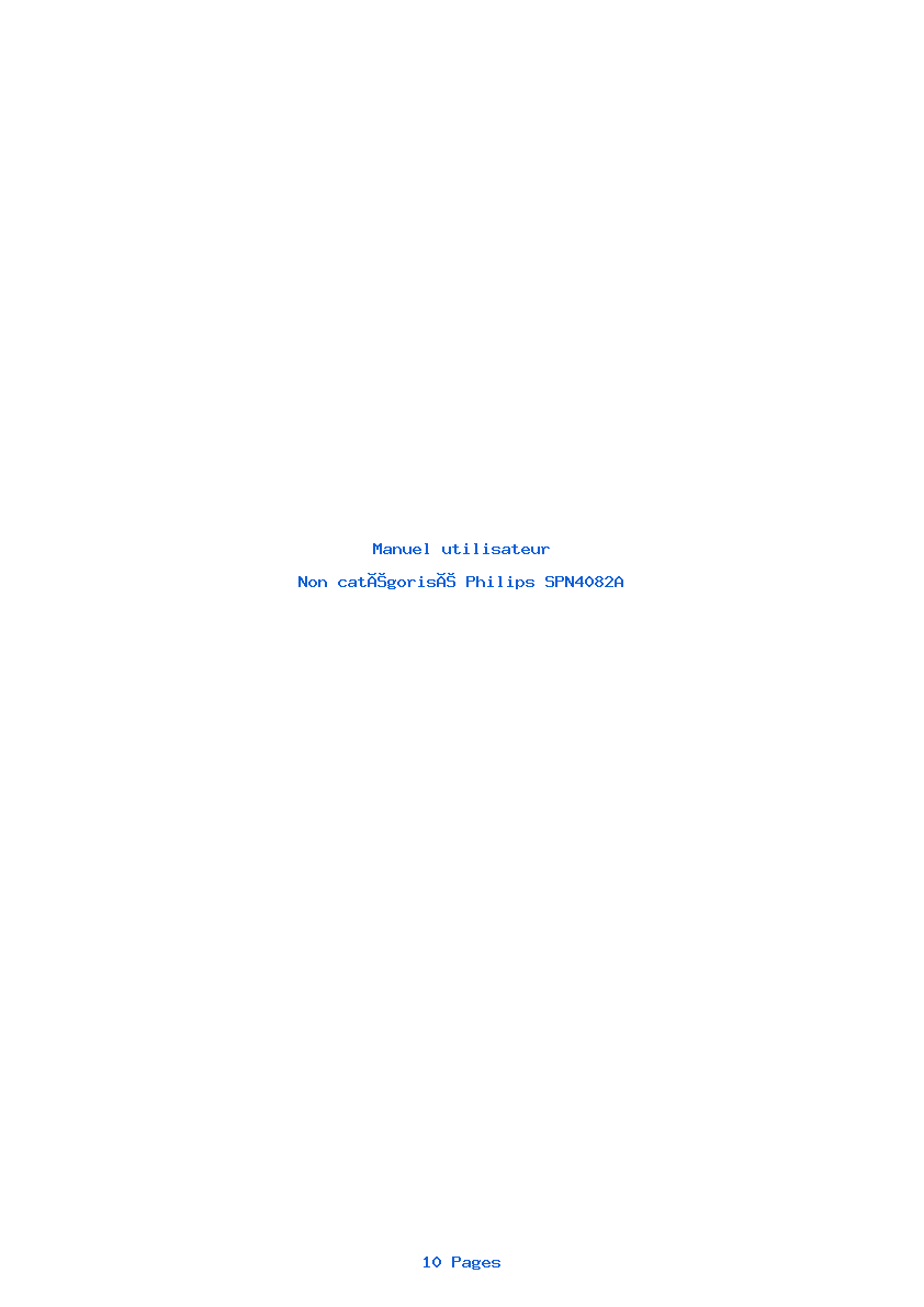 Page 1 de la notice Manuel utilisateur Philips SPN4082A