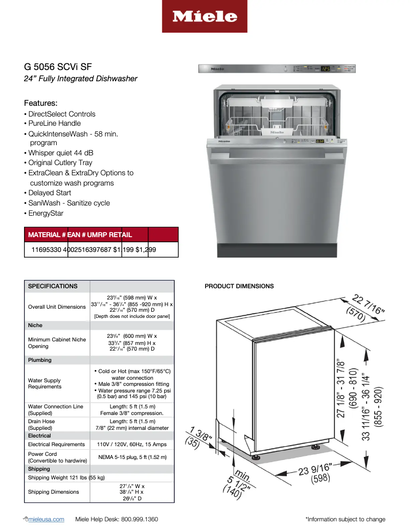 Página 1 del manual Manual de usuario Miele G 5056 SCVi