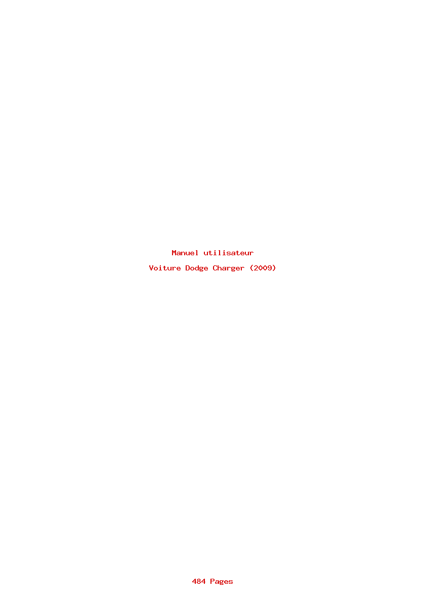 Page 1 de la notice Manuel utilisateur Dodge Charger (2009)