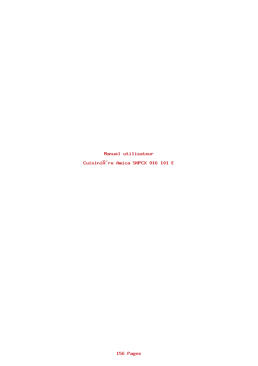 Page 1 de la notice Manuel utilisateur Amica SHPCX 916 101 E