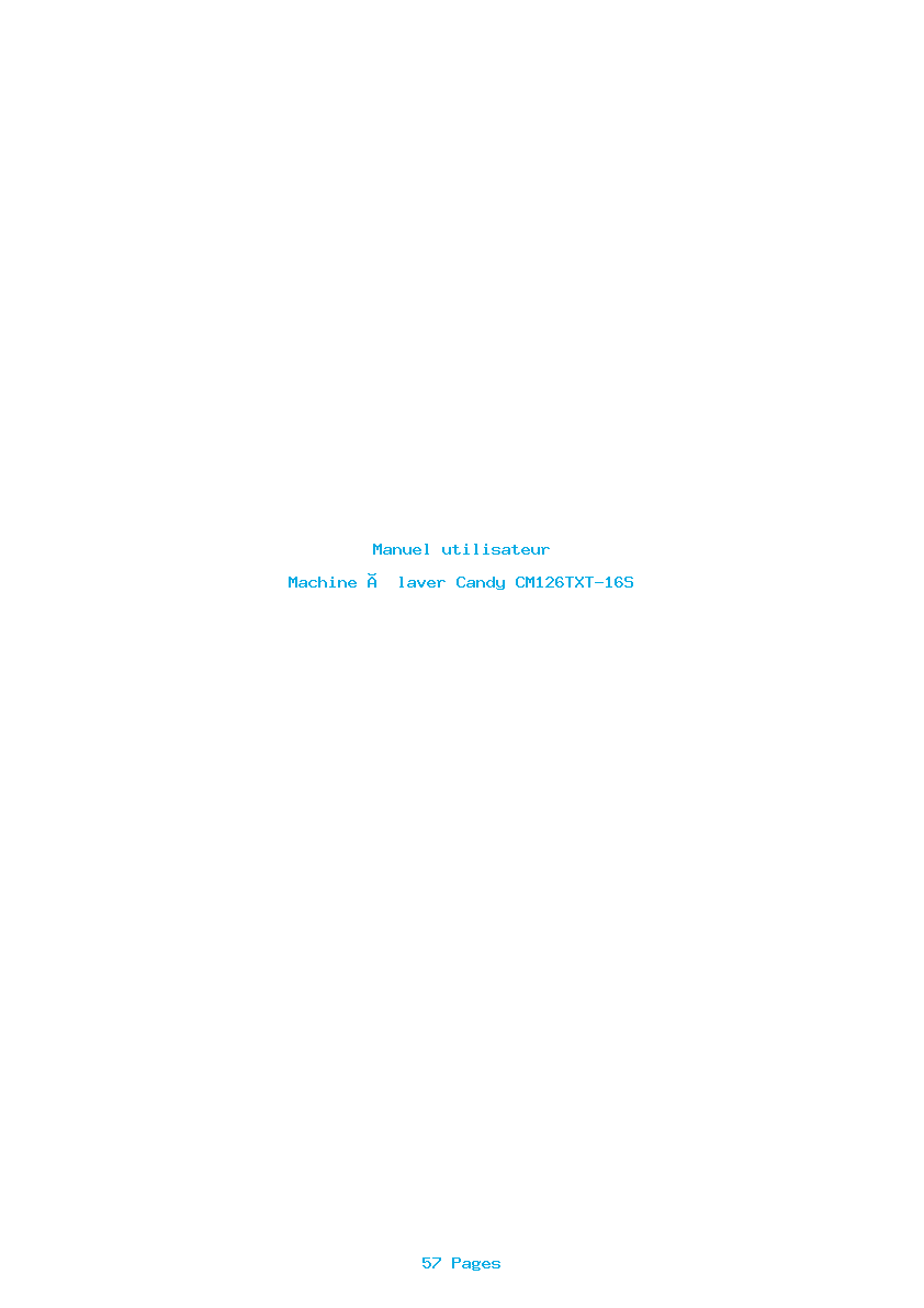 Page 1 de la notice Manuel utilisateur Candy CM126TXT-16S