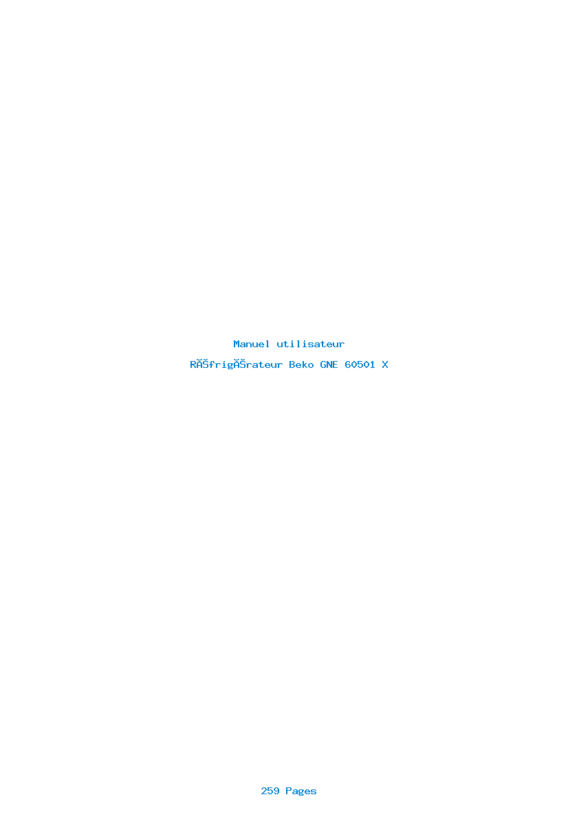 Page 1 de la notice Manuel utilisateur Beko GNE 60501 X