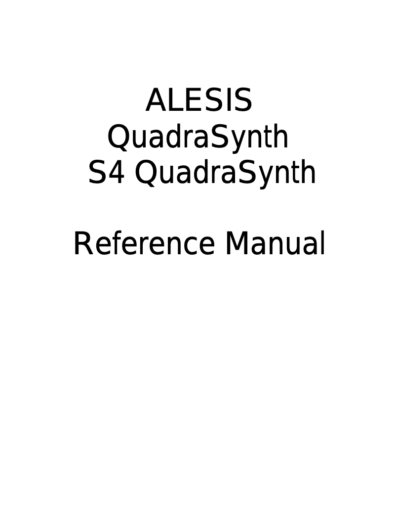 Página 1 del manual Manual de usuario Alesis QuadraSynth S4