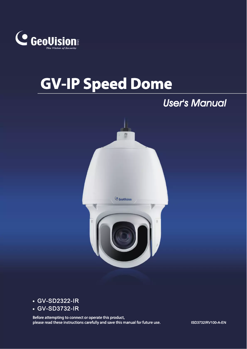 Page 1 de la notice Manuel utilisateur Geovision GV-SD2322-IR