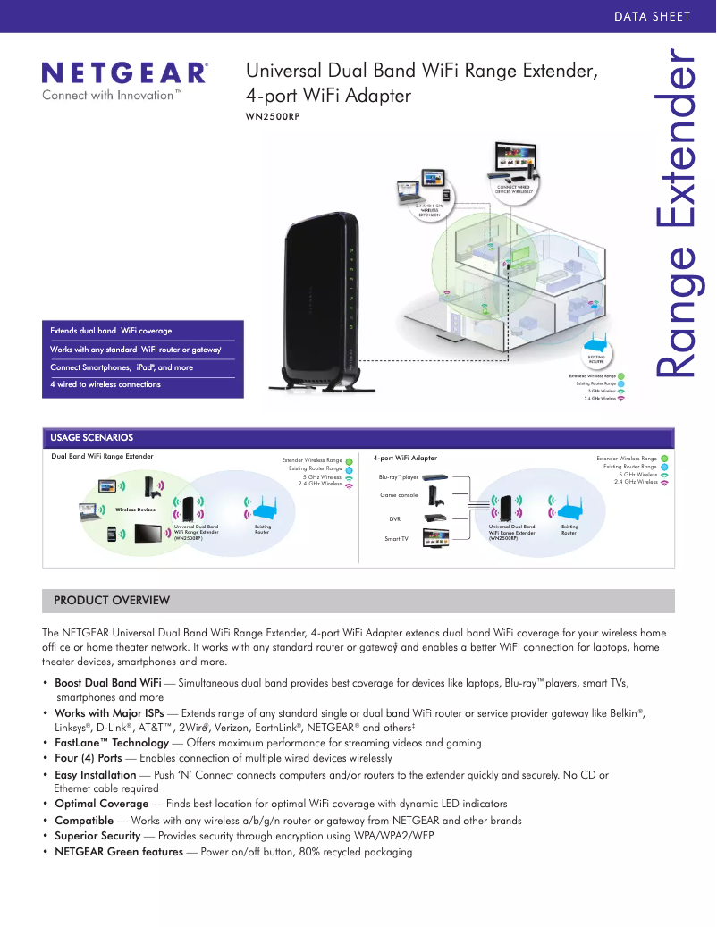 Page 1 de la notice Fiche technique Netgear WN2500RP