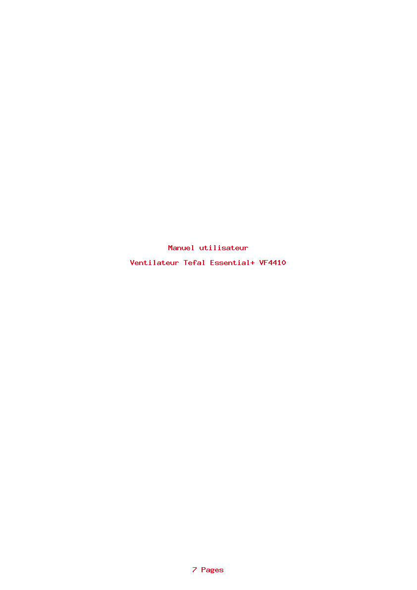 Page 1 de la notice Manuel utilisateur Tefal Essential+ VF4410