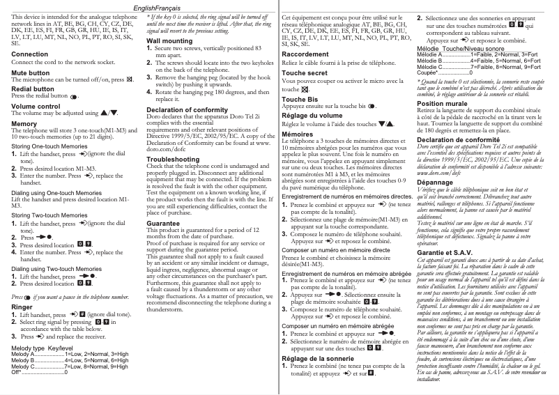 Imagen de la primera página del manual del dispositivo Tel 2i