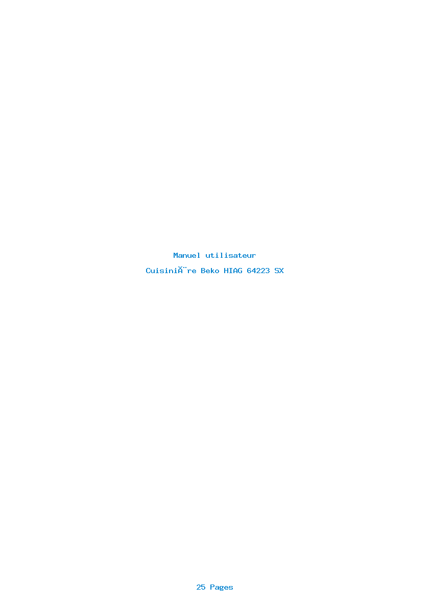 Page 1 de la notice Manuel utilisateur Beko HIAG 64223 SX