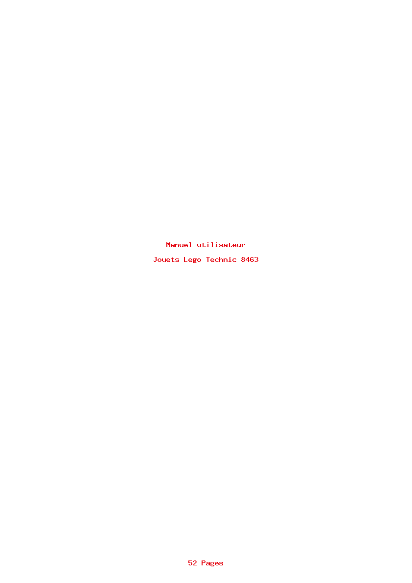 Page 1 de la notice Manuel utilisateur Lego Technic 8463
