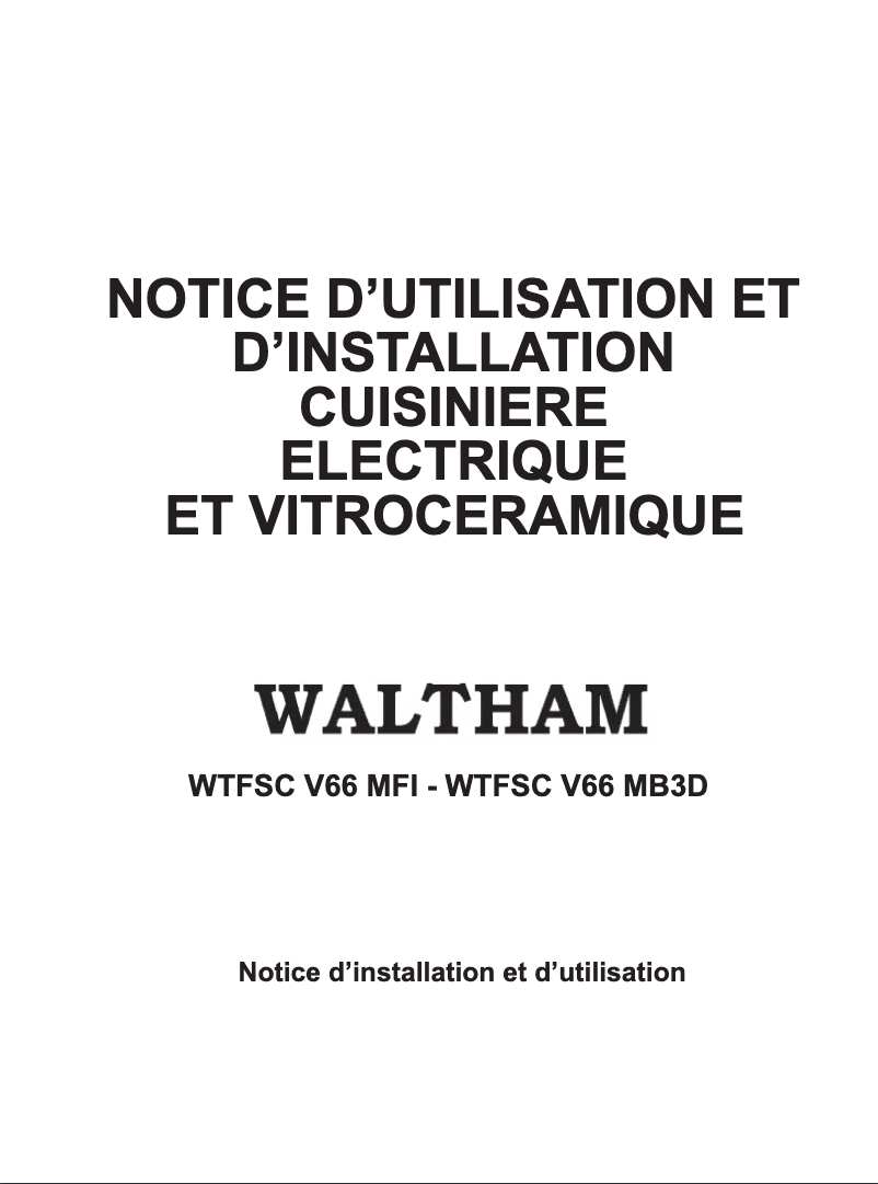 Page 1 de la notice Manuel utilisateur Waltham WTFSC V66 MFI