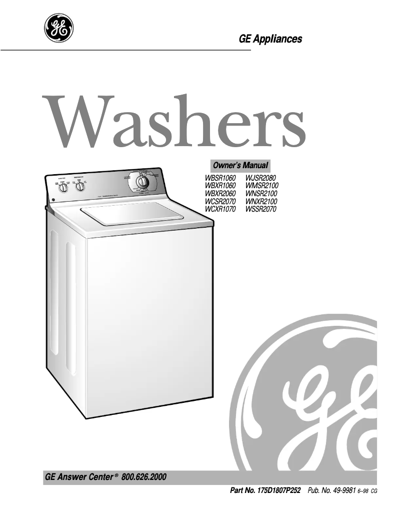 Page 1 de la notice Manuel utilisateur GE WBXR1060