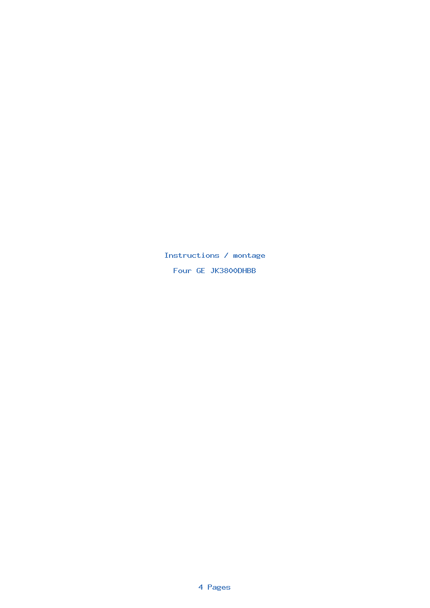 Page 1 de la notice Instructions / montage GE JK3800DHBB