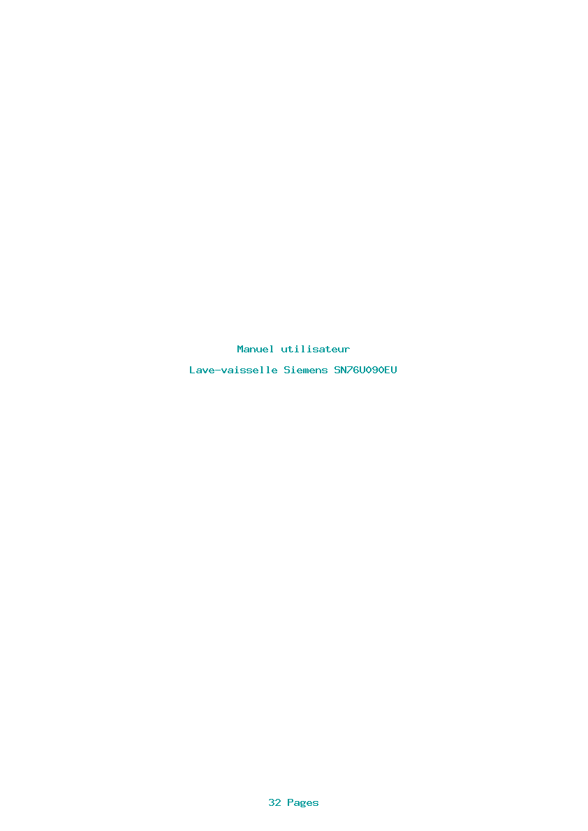 Page 1 de la notice Manuel utilisateur Siemens SN76U090EU