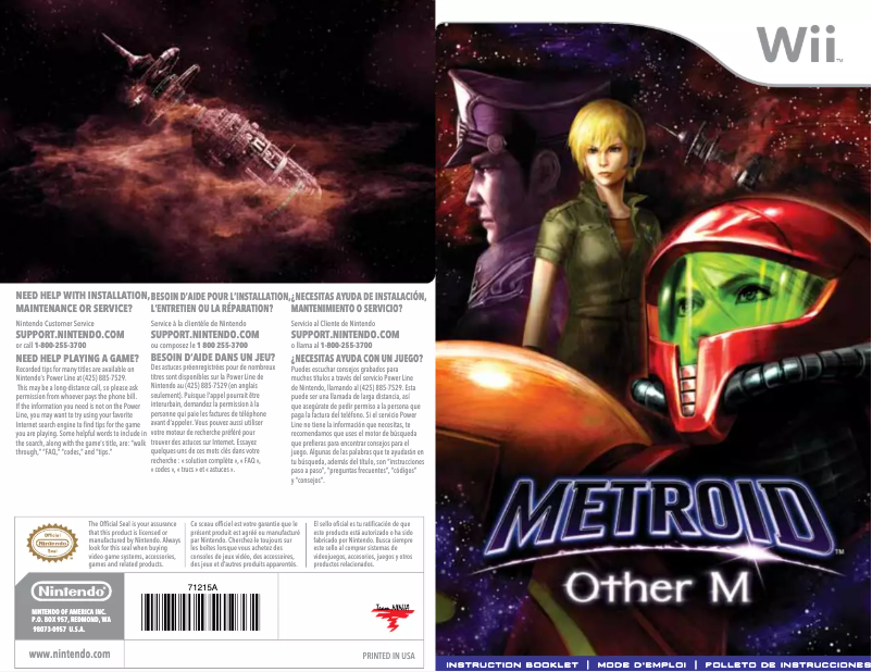 Image de la première page du manuel de l'appareil Metroid - Other M (Wii)