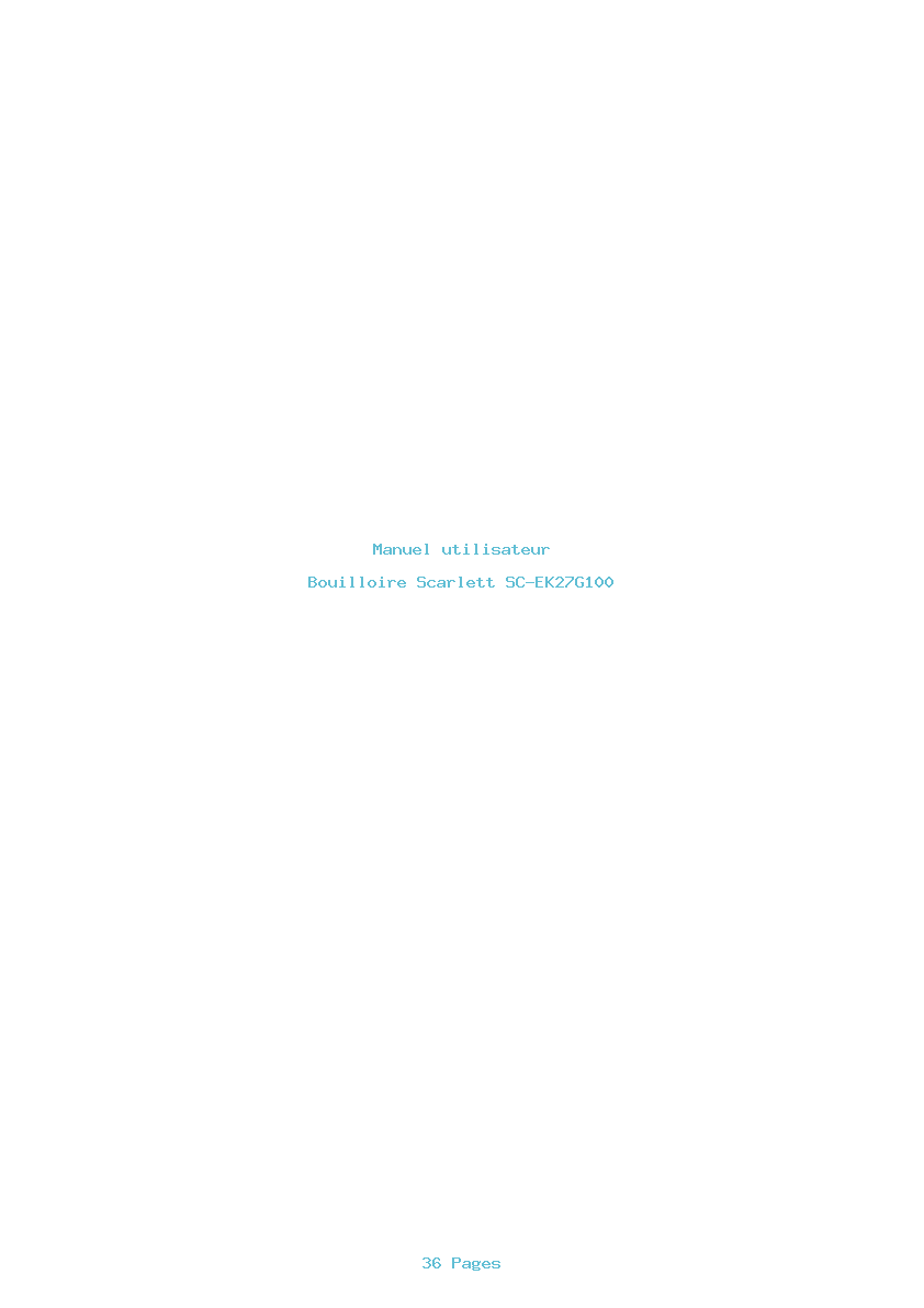Page 1 de la notice Manuel utilisateur Scarlett SC-EK27G100