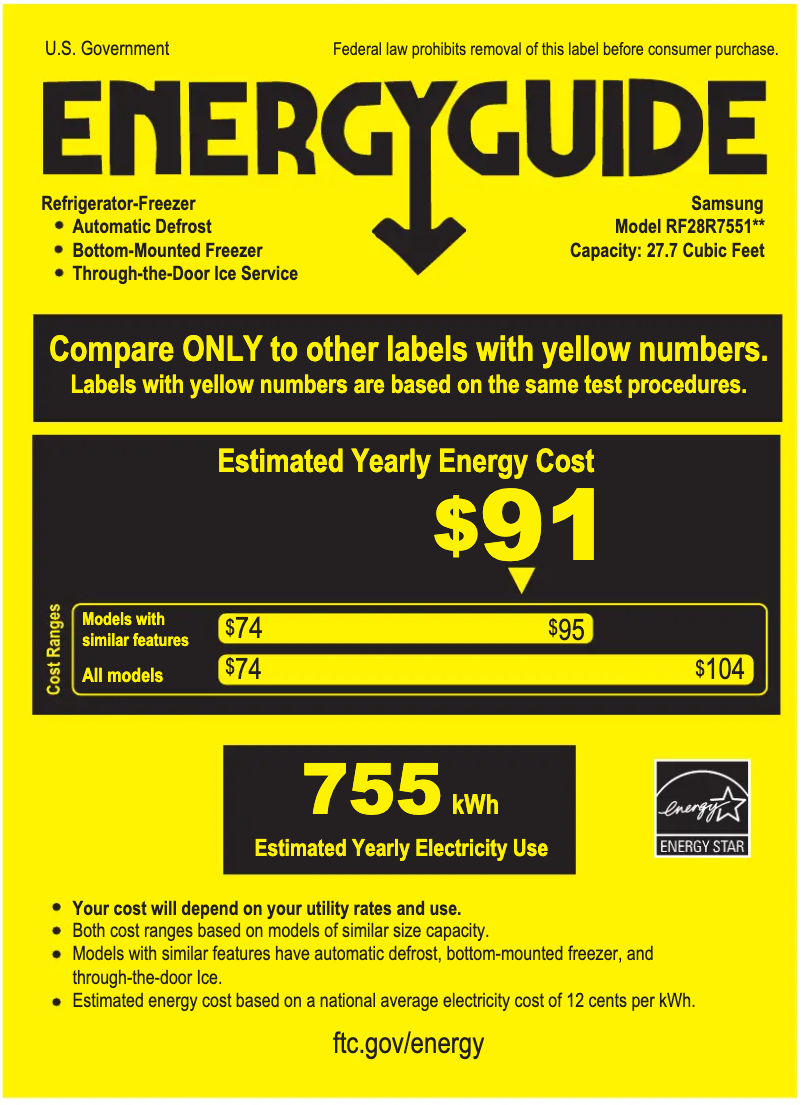 Página 1 del manual Etiqueta energética Samsung RF28R7551DT/AA