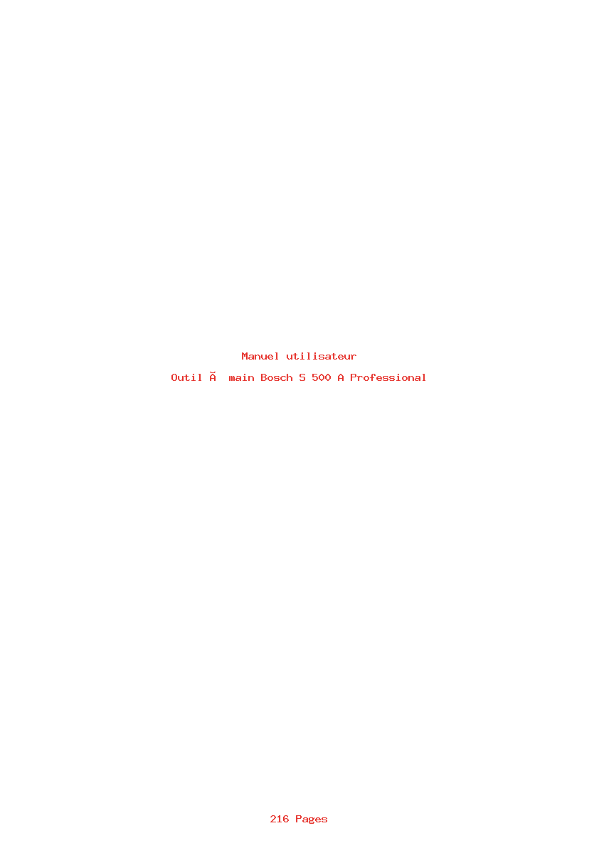 Page 1 de la notice Manuel utilisateur Bosch S 500 A Professional