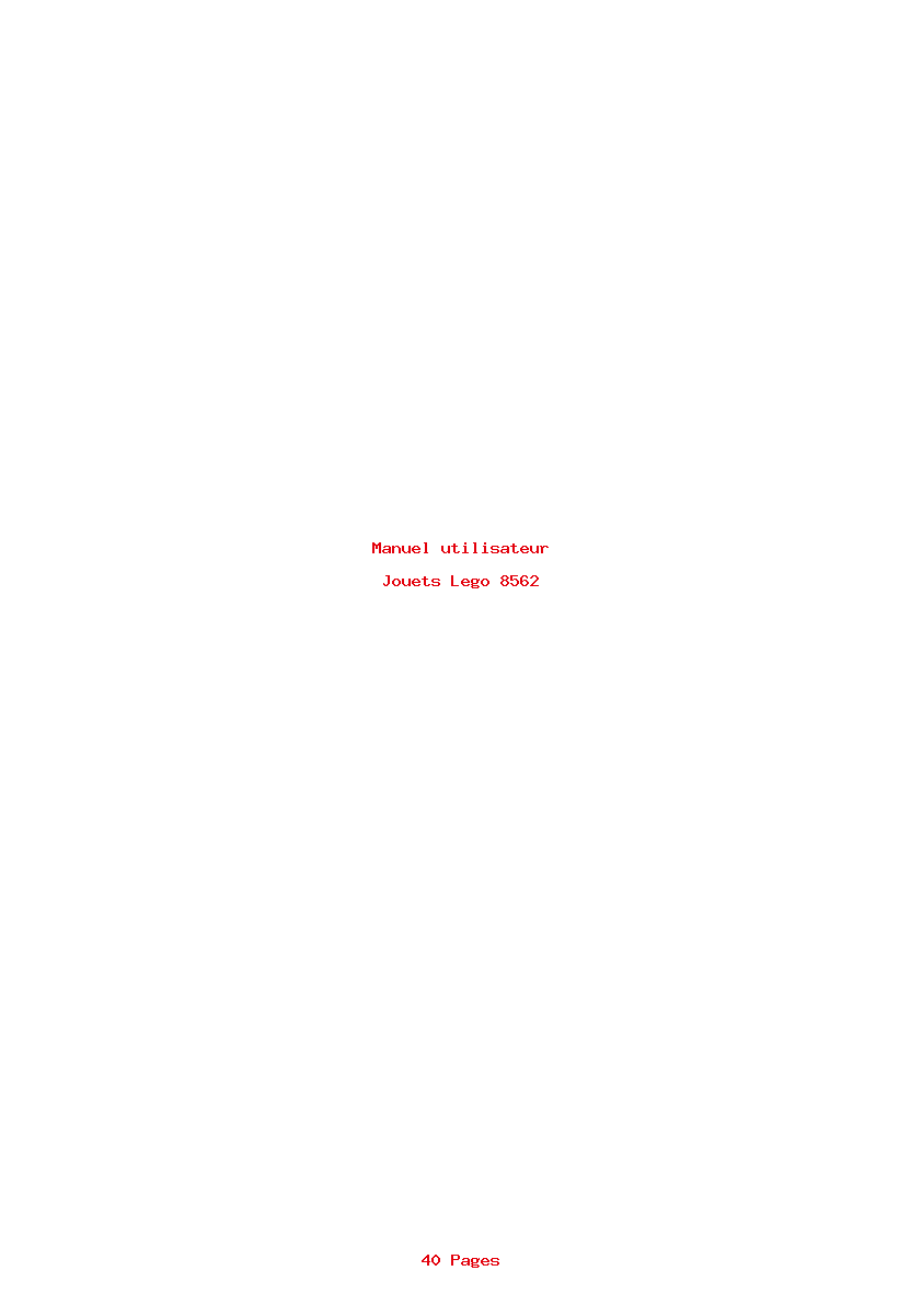 Page 1 de la notice Manuel utilisateur Lego 8562