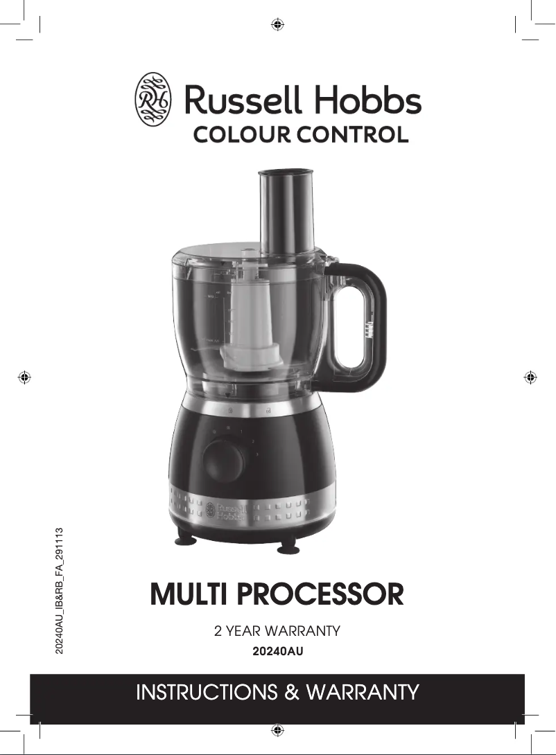 Page 1 de la notice Manuel utilisateur Russell Hobbs Multi-Processor 20240