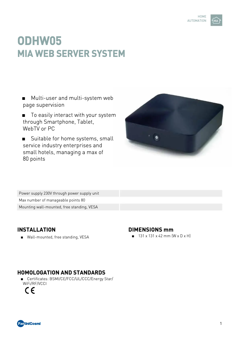 Página 1 del manual Manual de usuario Fantini Cosmi ODHW05