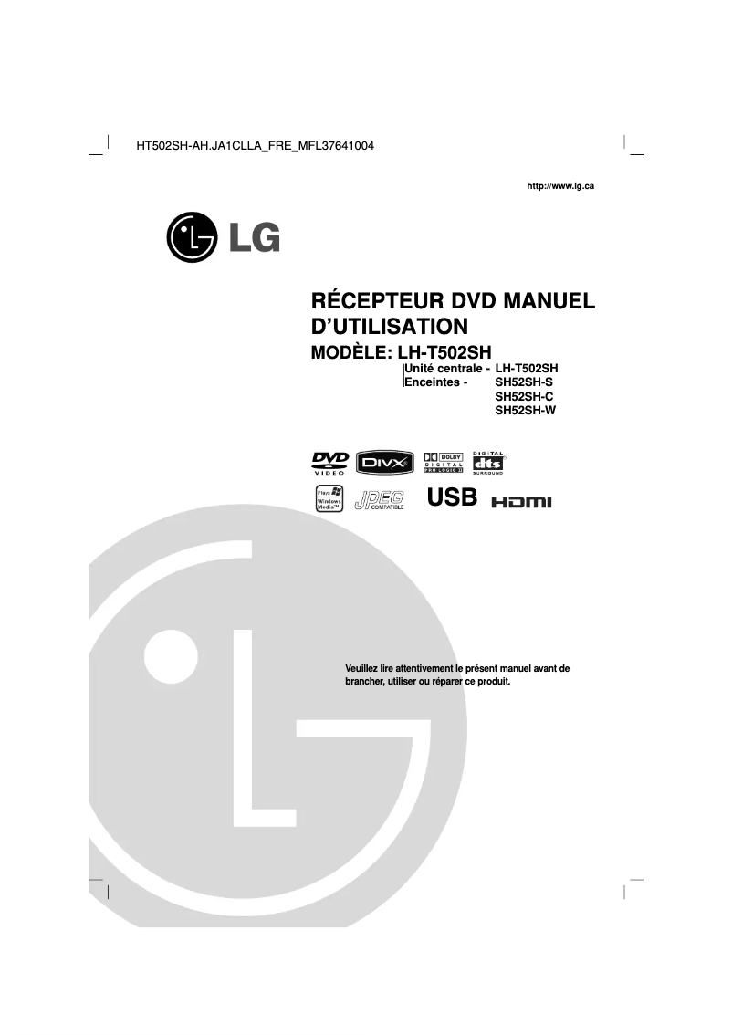 Page 1 de la notice Manuel utilisateur LG LH-T502SH