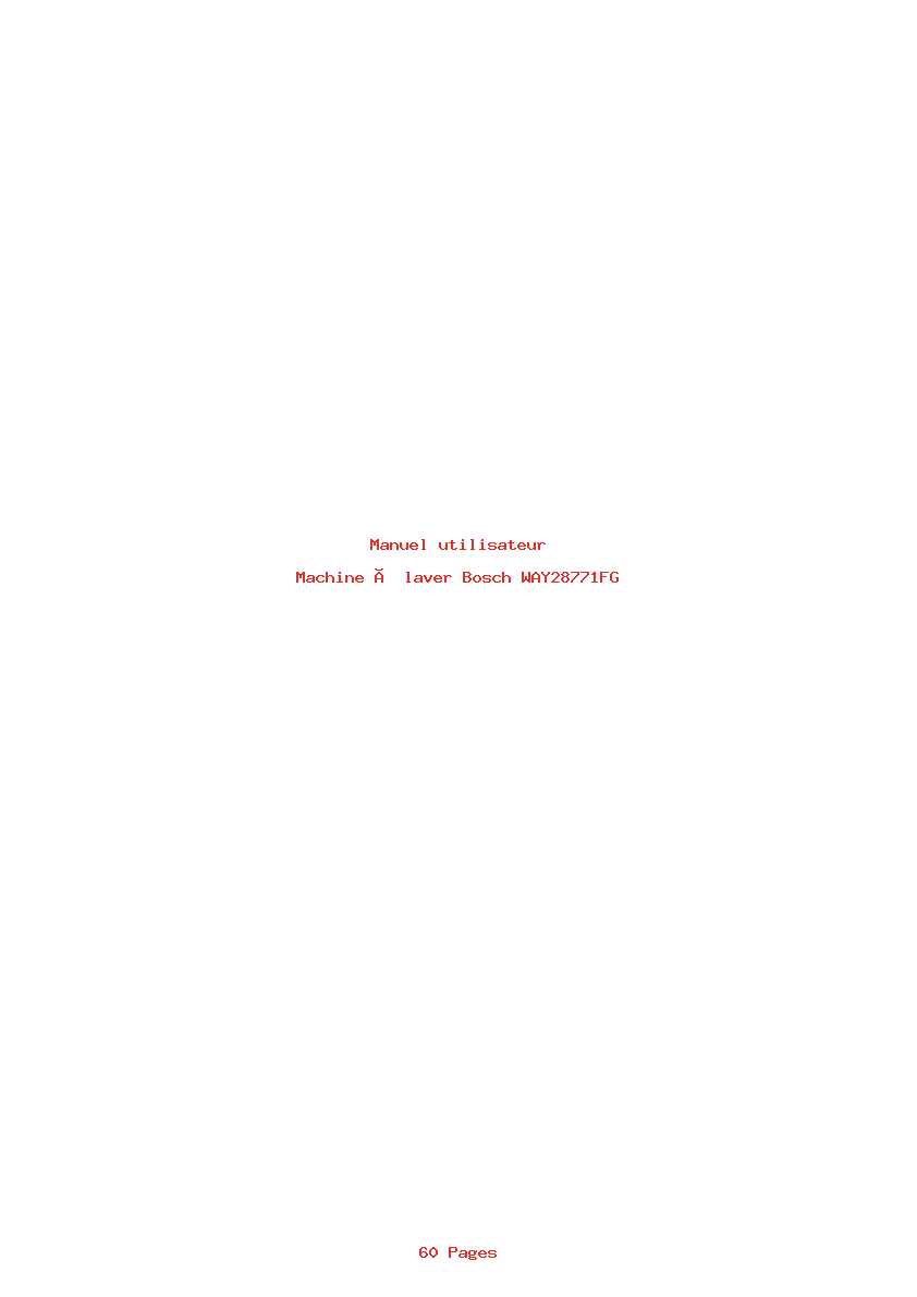 Page 1 de la notice Manuel utilisateur Bosch WAY28771FG