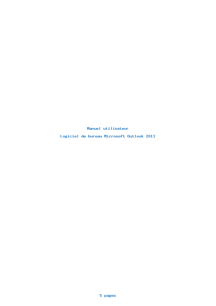 Page 1 de la notice Manuel utilisateur Microsoft Outlook 2013