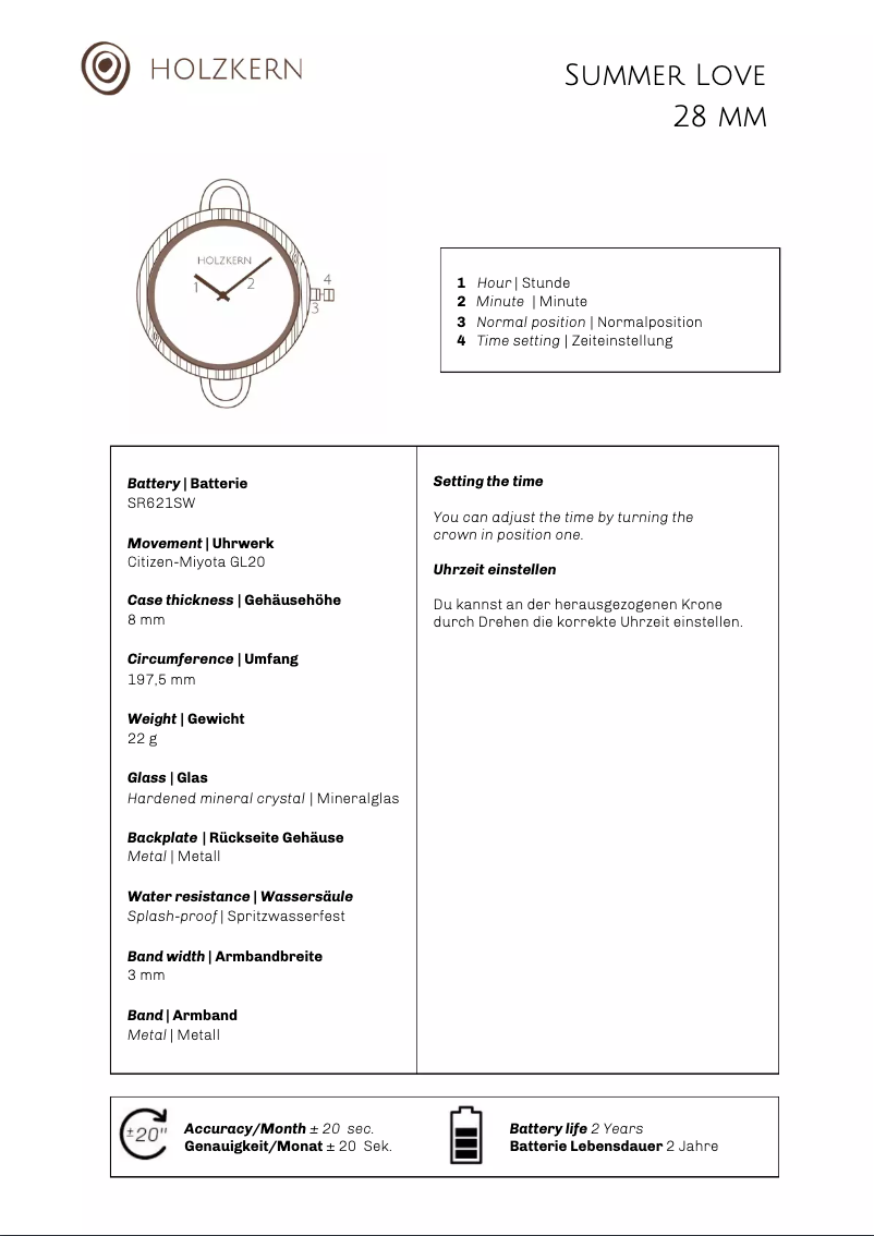 Page 1 de la notice Manuel utilisateur Holzkern Beautiful