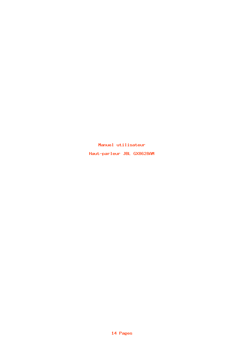 Page 1 de la notice Manuel utilisateur JBL GX8628AM