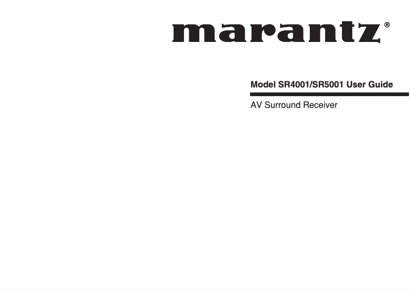 Page 1 de la notice Manuel utilisateur Marantz SR5001
