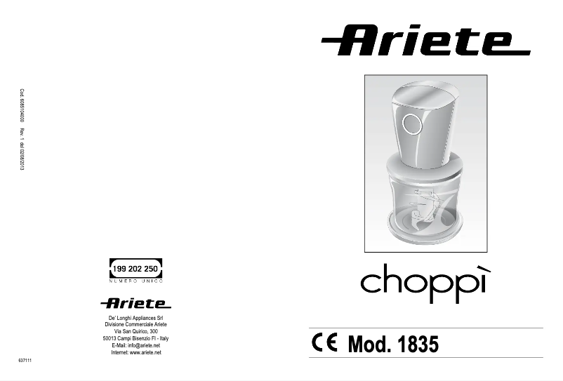 Página 1 del manual Manual de usuario Ariete Choppi 1835