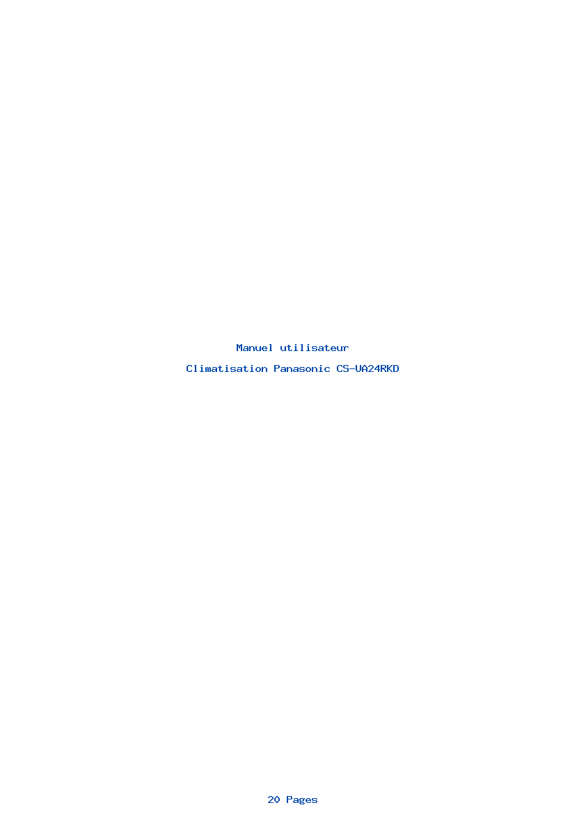 Page 1 de la notice Manuel utilisateur Panasonic CS-UA24RKD